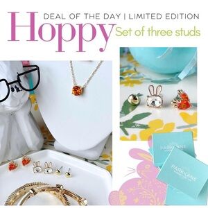 Park Lane HOPPY Bunny Earrings Easter Gold Rabbit CZ Carrots Spring Studs NWT